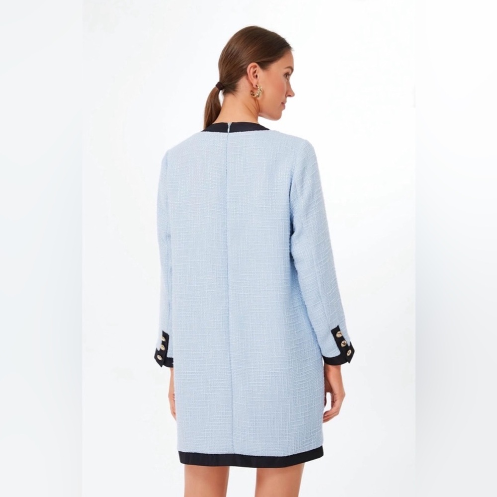 Tuckernuck Pomander Place Coco Tweed Light Blue Bow dress Size XL - Picture 4 of 8